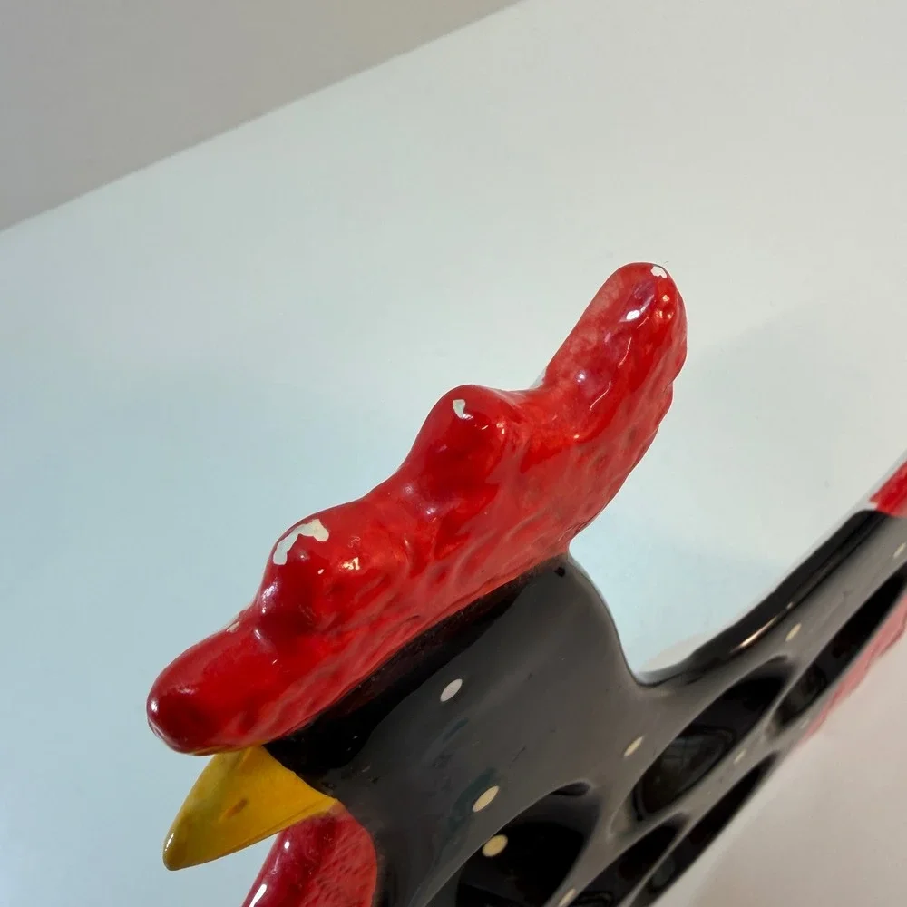 Rooster Deviled Egg Platter LTD Commodities Black Red Polka Dot Ceramic Deviled